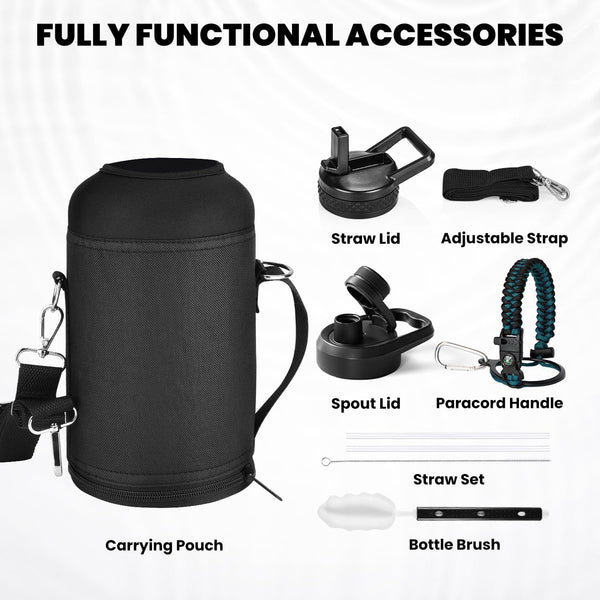 Insulated Water Bottle 64 Oz, Triple Wall Vacuum Stainless Steel (Cold for 48 Hrs), Leak Proof & Non-Bpa, Half Gallon Water Flask Jug with