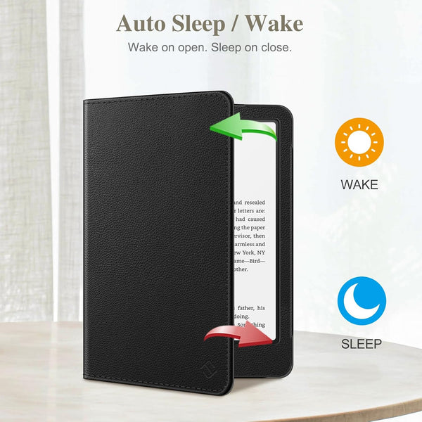 Fintie Stand Case for Kindle Paperwhite 12th/11th Gen & Kindle Colorsoft | Foldable Kickstand PU Leather Cover, Card Slot, Hand Strap, Auto