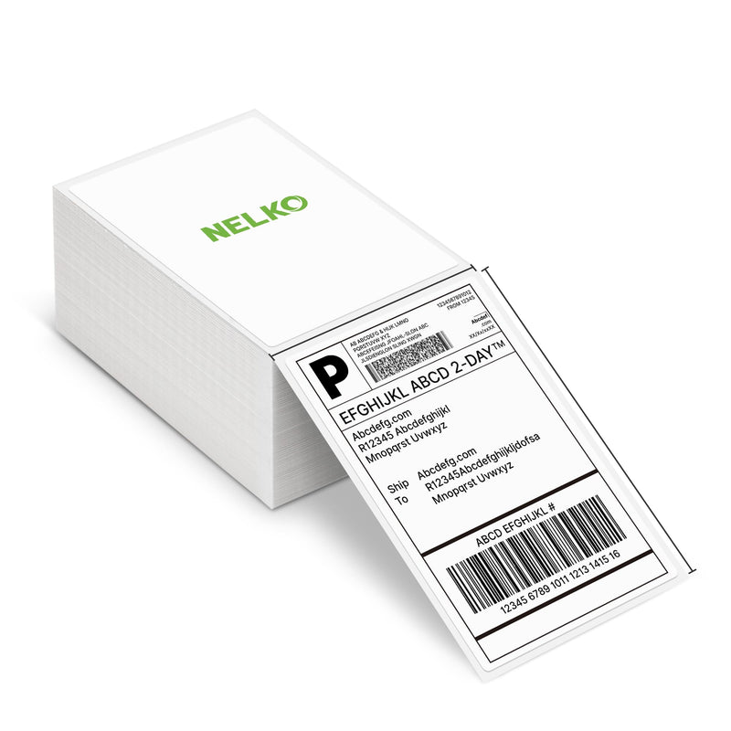 Nelko Genuine 4x6 Direct Thermal Shipping Label (Pack of 500 Fan-Fold Labels), 4x6 Thermal Labels for Nelko PL70E Shipping Label Printer,