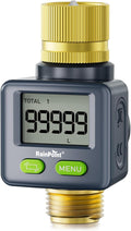 RAINPOINT Water Flow Meter with Brass Inlet & Outlet, 180° Screen-Flip Water Meter, Measure Gallon/Liter Consumption for RV Filling, Garden