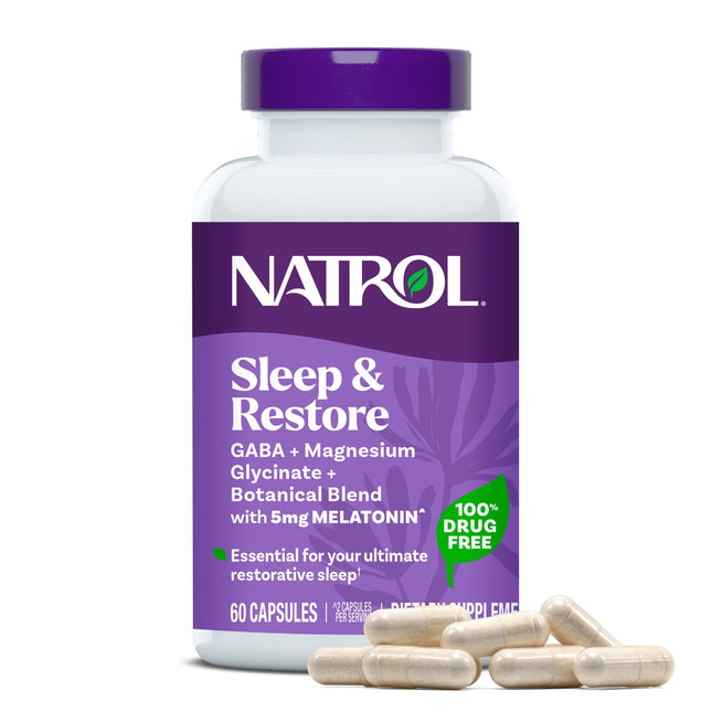Natrol Sleep & Restore Capsules - Calm Magnesium Glycinate, Magnesium Sleep Aid 