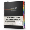 Dunwell Large Planner 2025-2026 Academic Year, 8.5 X 11 Daily Planner July 2025 - June 2026, Black Calendar Book with Colorful Tabs, Bookmark,