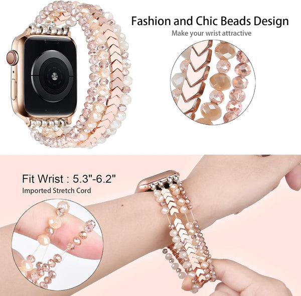 MOFREE Beaded Bracelet Compatible with Apple Watch Band 38Mm/40Mm/41Mm/42MmÃ¯Â¼ÂSeries 10Ã¯Â¼Â 9/8/7/SE/6/5/4/3/2/1 Women Fashion Handmade