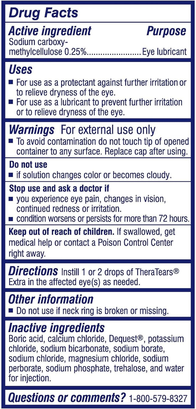 Theratears Extra Dry Eye Therapy Lubricating Eye Drops for Dry Eyes, 0.5 Fl Oz B