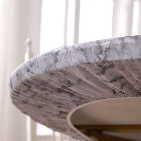 Walrus Round Vinyl Fitted Tablecloth with Flannel Backing Elastic Edge Design Table Cover Waterproof Oil-Proof PVC Table Cloth Stain-Resistant