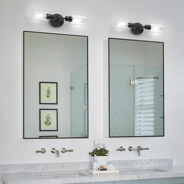 Espird Bathroom Light Fixtures 2 Light Black, Bathroom Vanity Lights Over Mirror, Bathroom Sconces Wall Lighting，Farmhouse Matte Black Bathroom