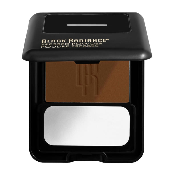 Black Radiance Pressed Powder, Pigment-Rich Matte Finish for Medium to Dark Skin Tones, Oil-Absorbing Compact with Mirror & Sponge - Warm Hazelnut