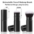 Retractable Kabuki Brush, 2 Pack Travel Foundation Face Makeup Brush Set Black