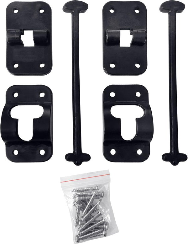 Camp'N 6" RV Door Holder and Latch - Camper & Trailer Door Catch - T Style OEM - Black 2 Pack with Hardware 6 Inch Black