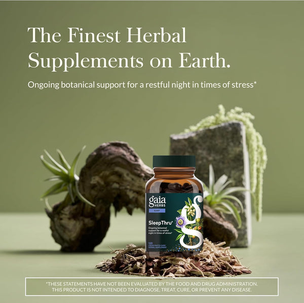 Gaia Herbs Sleepthru - Natural Sleep Support Supplement with Organic Ashwagandha Root, Organic Magnolia Bark, Passionflower, and Jujube Date - 120