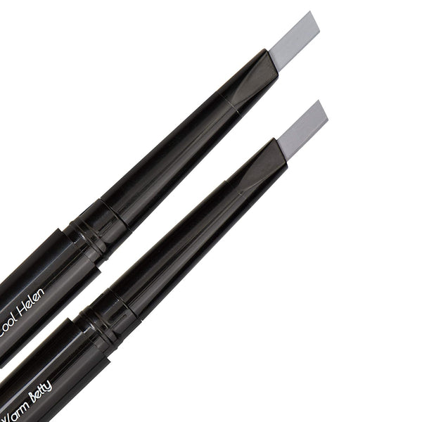 Eye Embrace Light Gray Eyebrow Pencils: Warm Betty & Cool Helen 2 Pack Bundle - Waterproof, Double-Ended Automatic Angled Tip & Spoolie Brush,