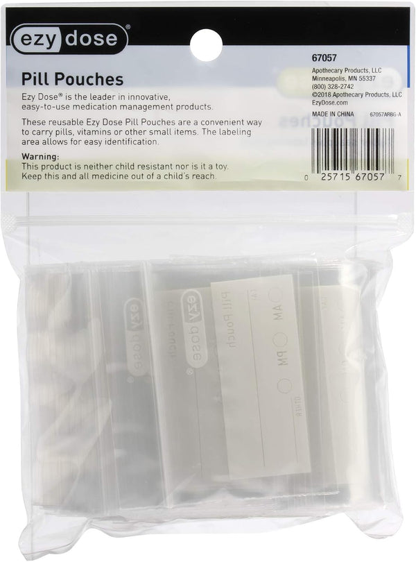 EZY DOSE Disposable Pill, Vitamin, and Daily Medicine Organizer Pouches, Zippered Seal Baggies, Pocket Sized and Travel Friendly, Easy to Use,