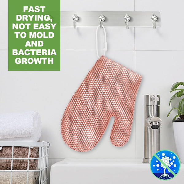 Honeycomb Exfoliating Bath Gloves - Microfiber for Enhanced Blood Circulation & Soft, Smooth Skin - Exfoliating Shower Mitt Sponges for All Skin