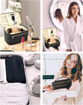 Wandering Nature Large Makeup Bag, Travel Make up Organizer Cosmetic Brush Bags Case for Women in Fabric,Black,Patent Pending