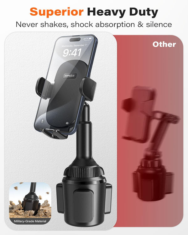 Apps2Car Universal Car Cup Phone Holder | Quick Extension Long Arm | 360ÃÂ° Swivel | Adjustable for Iphone, Samsung, Google, and All Smartphones |