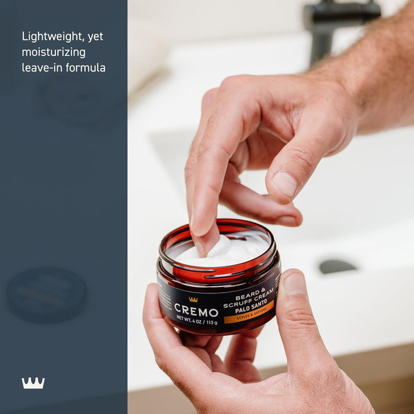 Cremo Beard & Scruff Cream, Palo Santo (Reserve Collection), 4 oz - Soothe Beard Itch, Condition and Offer Light-Hold Styling for Stubble and