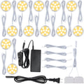 Collection Cabinet Display Lighting Kit, round LED Puck Lights, 110V Direct Electric Wired & Wall Plugged In, 12-Way Octopus Junction Box, on and