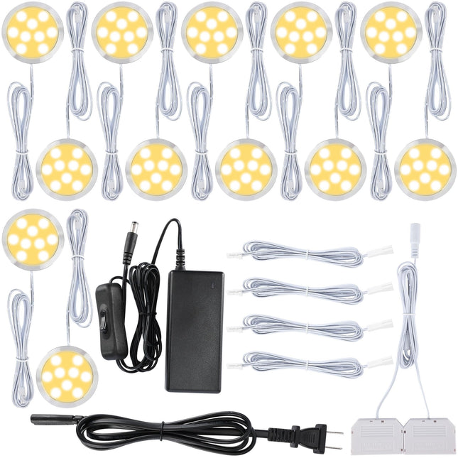 Collection Cabinet Display Lighting Kit, round LED Puck Lights, 110V Direct Elec