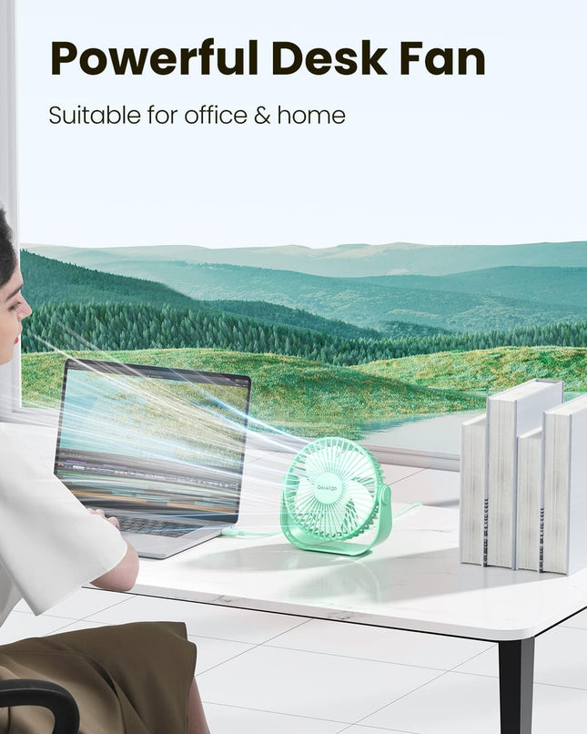 Gaiatop USB Desk Fan, 3 Speeds Strong Airflow, 5.5 Inch Portable 90Â° Rotate Quiet Cooling, Small Personal Table Fans fo