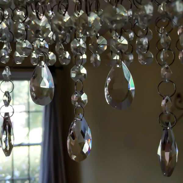 Supla 24 Pcs Teardrop Chandelier Prisms Candle Chandelier Crystal Pendants Glass Pendant Beads 1.5" for Chandelier Lights Suncatchers