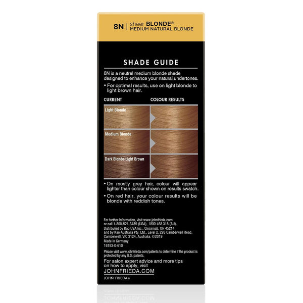 John Frieda Precision Foam Colour Medium Natural Blonde 8N, 1 Application Medium Natural Blonde 8N 1 Count (Pack of 1)