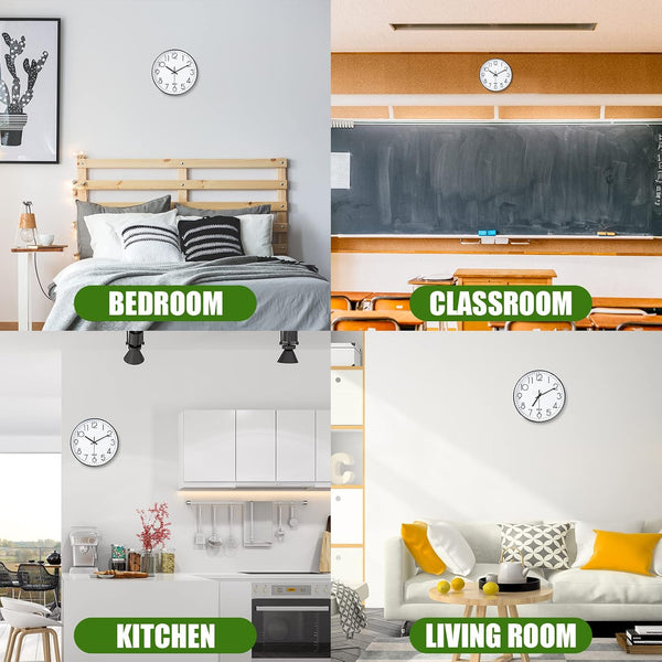 QPEUIM Wall Clock 12 Inch Wall Clocks Non-Ticking Battery Operated with Stereoscopic Dial Ultra-Quiet Movement Quartz for Office Classroom School