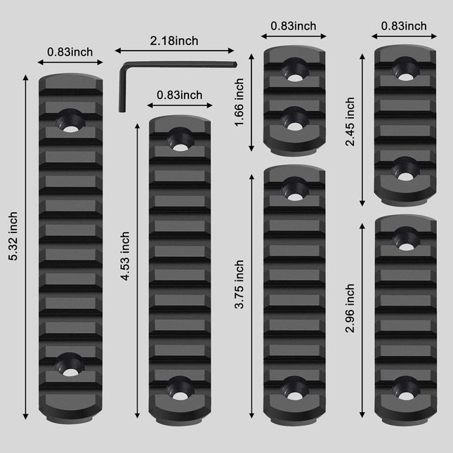 Single Picatinny Aluminum Accessory Rail Set for Mlock 3 5 7 9 11 13 Slots with 