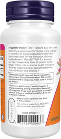 NOW Supplements, MK-7 Vitamin K-2 100 mcg, 120 Veg Caps 120 Count (Pack of 1)
