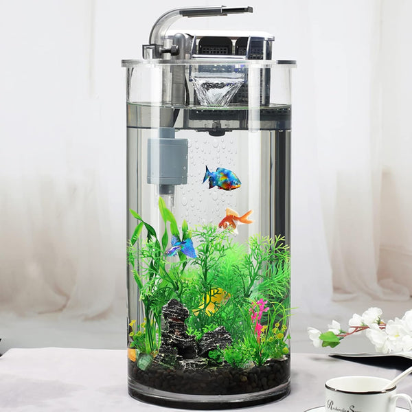 Fish Tank Accessories Aquarium Decorations Plants, 9Pcs Green Fish Tank Decorations Plants and Cave Rock Decoration Decor Set, Aquarium Decor