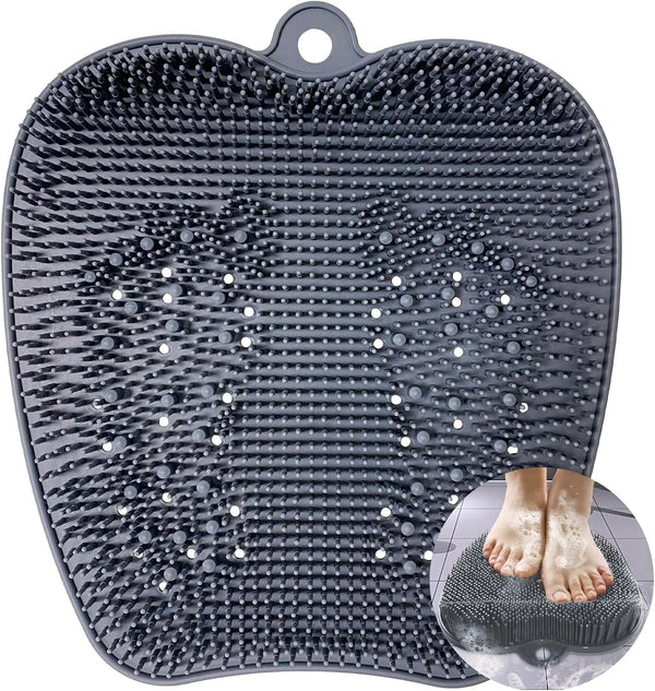 Extra Thicker & Larger Foot Scrubber Mat for Shower, Silicone Back Body Exfoliator Massager Cleaner Washer with Non Slip Suction Cup, Exfoliating