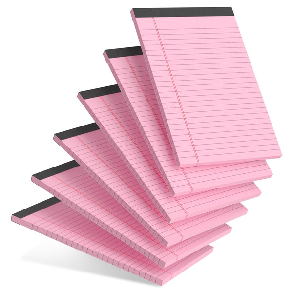 AILZFEI 6pcs Small Note Pad 5x8 College Ruled Pink Legal Pads Paper Notepads 6 Pack Study Back Writing Pads 5 x 8 Legal Pads Perforated Narrow