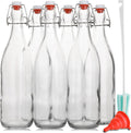Flip Top Glass Bottle [1 Liter / 33 fl. oz.] [Pack of 6] – Swing Brewing with Stopper for Beverages, Oil, Vinegar, Kombucha, Beer, Water, Soda,