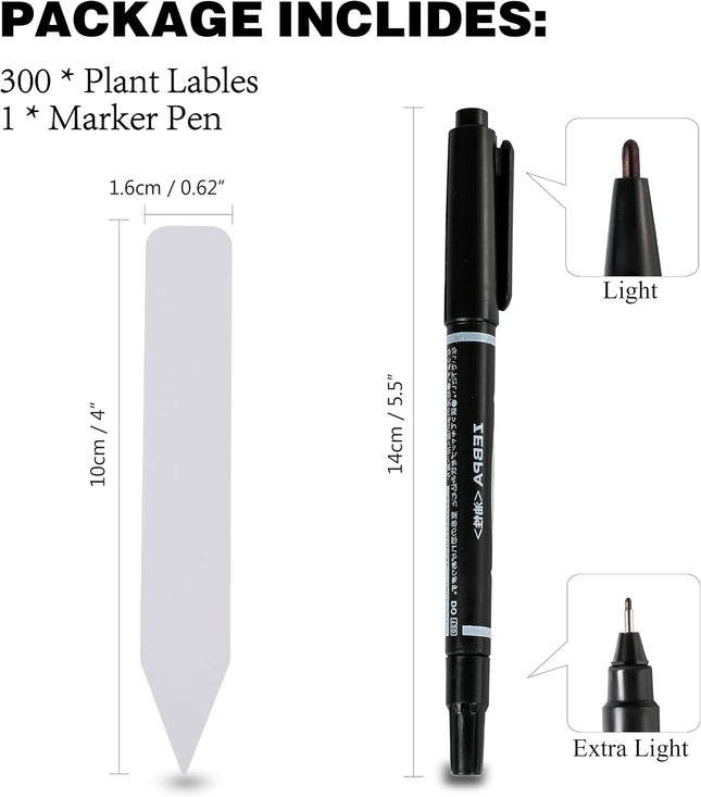 Plant Labels 4 Inch 300Pcs Plastic Plant Name Tags for Seedlings White