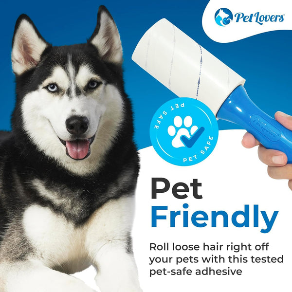 Petlovers Extra Sticky Lint Roller Mega Value Set 450 Sheets for Pet Hair Removal and Clothes, Dog and Cat Lint Remover 5 Pack