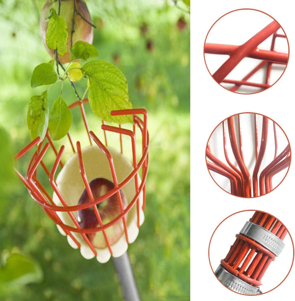 8FT Fruit Picker, Fruit Picker Tool with Basket & Adjustable Stainless Steel Handle, Lightweight Fruit Grabber for Apple Mango Avocado Orange