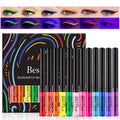 BestLand 12 Colors Matte Liquid Eyeliner Set Colorful UV Neon Eyeliner Pencil Pigmented Waterproof Smudgeproof Long Lasting Eye Liner Xmas