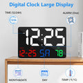 Digital Wall Clock,11.5" LED Digital Alarm Clock Large Display,With Remote Control,Adjustable Brightness, Calendar, Temperature, Snooze, 12/24 H,