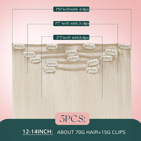 Easyouth Blonde Clip in Hair Extensions Real Human Hair Clip in Extensions White Blonde Soft and Smooth Clips in Extensions Remy Hair Ease of Use