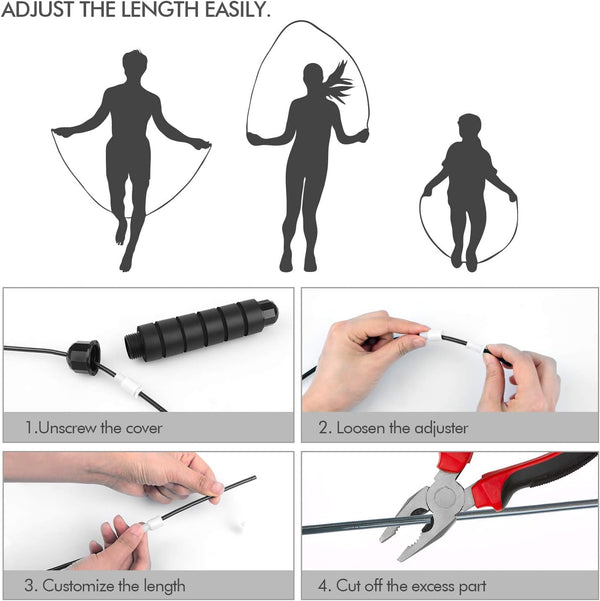 Jump Rope, Tangle-Free Rapid Speed Jumping Rope Cable with Ball Bearings for Women, Men, and Kids, Adjustable Steel Jump Rope with Foam Handles