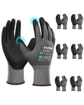 DULFINE Safety Work Gloves Microfoam Nitrile Coated-6 Pairs Pack,Seamless Knit Nylon Glove with Black Micro-Foam Nitrile Grip,Ideal for General