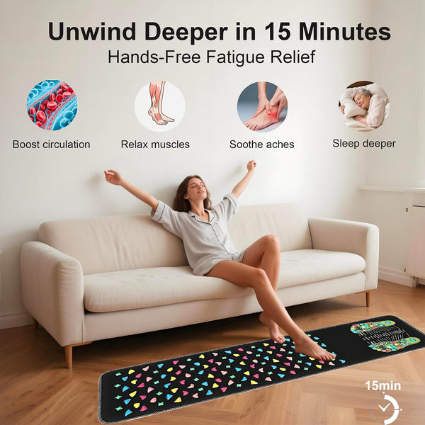 Foot Massage Mat,Reflexology Foot Pressure Point Mat,Acupressure Mat for Feet Relaxes(68.9 x 13.78 Inches)