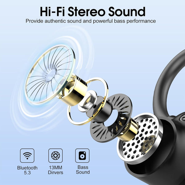 Wireless Earbuds, 2025 Ear Buds Bluetooth 5.3 Headphones Sport, 50H Playtime Bluetooth Earbuds, HD Stereo Noise Cancelling Earbud, Dual LED