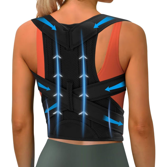 Back Brace Posture Corrector for Men Women (40-45"), Adjustable Full Back Brace and Shoulder Back Straightener, Scoliosi