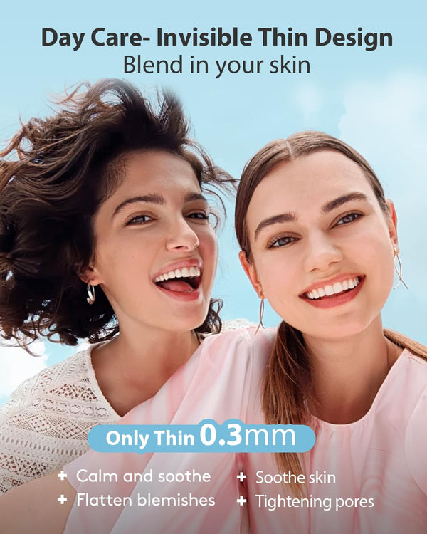 Litbear Acne Pimple Patches- Day and Night 4 Sizes 180 Dots Thin & Thick Hydrocolloid Patches with Witch Hazel, Tea Tree & Calendula Oil, Extra