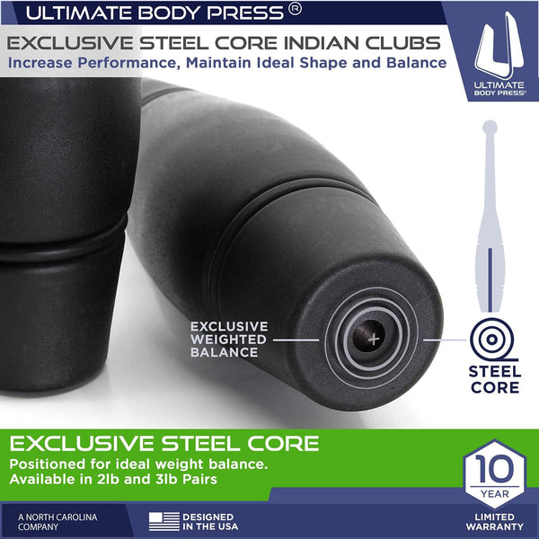 Indian Clubs - 1Lb, 2Lb and 3Lbs Pairs by Ultimate Body Press