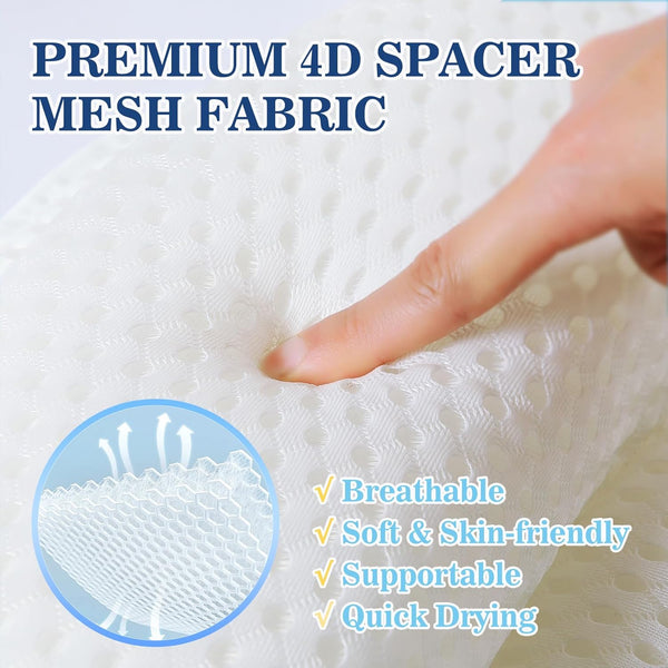 Bath Pillow Bathtub Pillow, Luxury Bath Pillows for Tub Neck and Back Support, Bath Tub Pillow Headrest with Soft 4D Mesh Fabric and Non-Slip