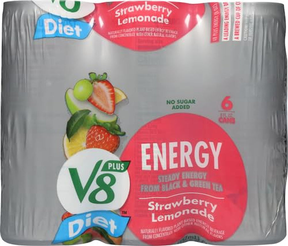 V8 +Energy Diet Strawberry Lemonade Juice Energy Drink, 8 Fl Oz Can (6 Pack)