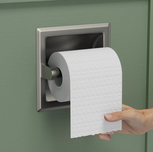FORIOUS Recessed Toilet Paper Holder, Stainless Steel Durable Tissue Roll Holder Wall Mount for Bathroom Space Saving De