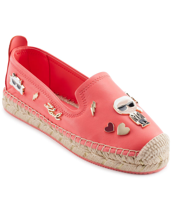 Karl Lagerfeld Women's Michaela Slip on Espadrille Sandal with Pins 8 Sunset Coral