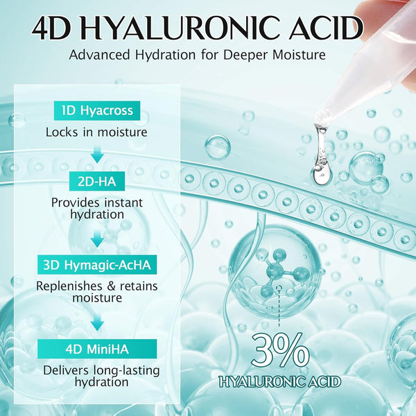 Hyaluronic Acid Serum for Face, 3% Hyaluronic Acid Serum Ultra-Hydrating Tube, anti Aging Single-Use Vials Skincare for Dry Skin, Smoother Skin,